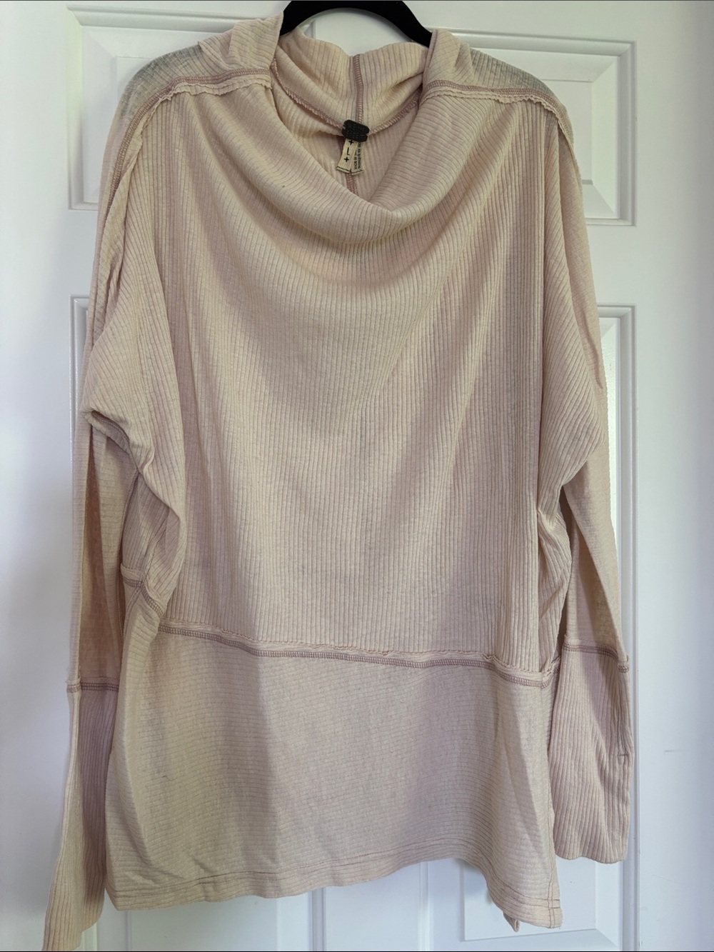 We The Free Cream Ribbed Cowl-Neck Pullover